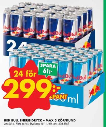 ÖoB Red bull energidryck - max 3 köp/kund erbjuda