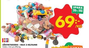 ÖoB Lösviktsgodis - max 3 kg/kund erbjuda