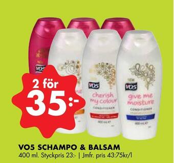 ÖoB Vo5 schampo & balsam erbjuda