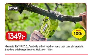 Bo Ohlsson Ryobi grensåg erbjuda