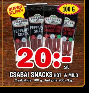 Nya Pulsen Csabai snacks erbjuda