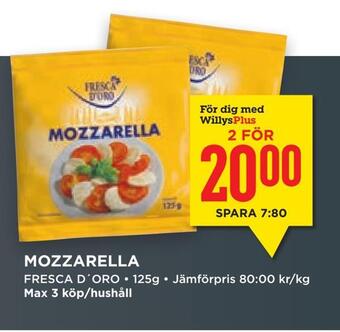 Willys Hemma Mozzarella erbjuda