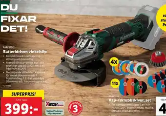 Lidl PARKSIDEⓇ Batteridriven vinkelslip erbjuda