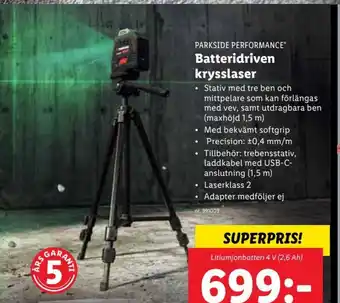 Lidl PARKSIDE PERFORMANCE® Batteridriven krysslaser erbjuda