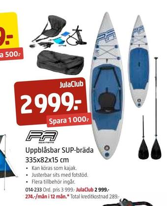 Jula Uppblåsbar sup-bräda 335x82x15 cm erbjuda