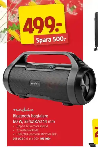 Bluetooth-högtalare 60 w, 354x187x144 mm