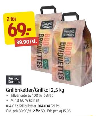 Grillbriketter/grillkol 2,5 kg