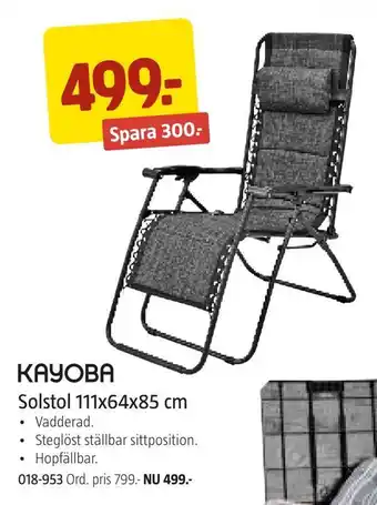 Jula Solstol 111x64x85 cm erbjuda