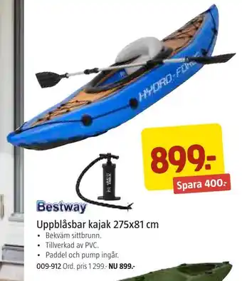 Jula Uppblåsbar kajak 275x81 cm erbjuda
