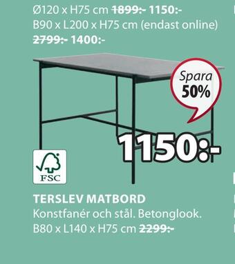 JYSK Terslev matbord erbjuda