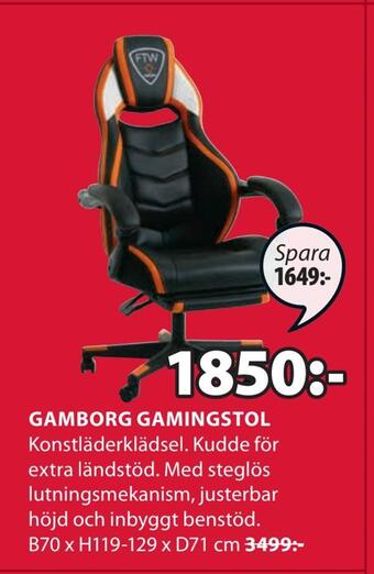 JYSK Gamborg gamingstol erbjuda