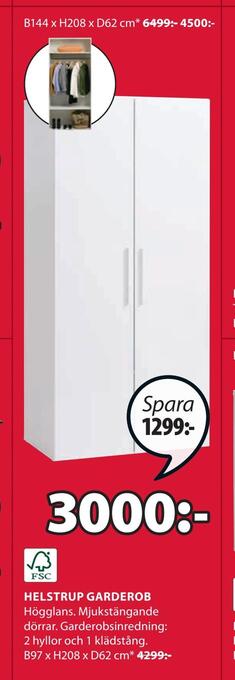 JYSK Helstrup garderob erbjuda