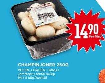 Willys CHAMPINJONER 250G erbjuda