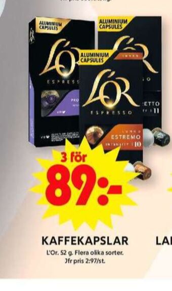 ICA Maxi L or kaffekapslar erbjuda