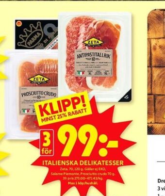 ICA Kvantum Zeta salami erbjuda