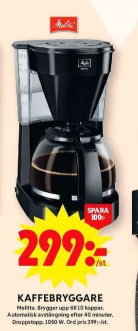 ICA Maxi Melitta kaffebryggare erbjuda