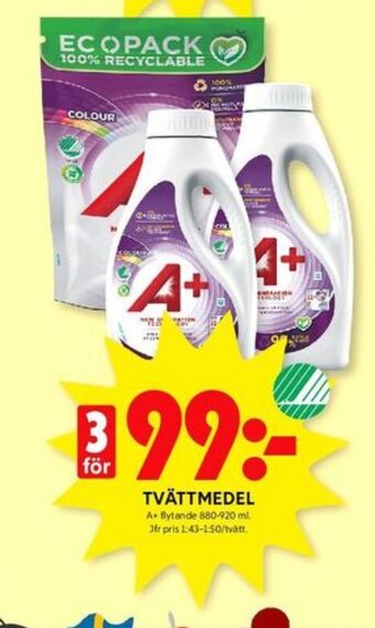 ICA Kvantum A+ tvättmedel flytande erbjuda