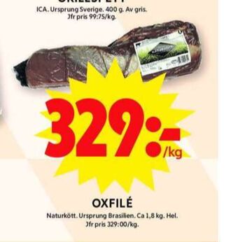 ICA Maxi Naturkött oxfilé erbjuda