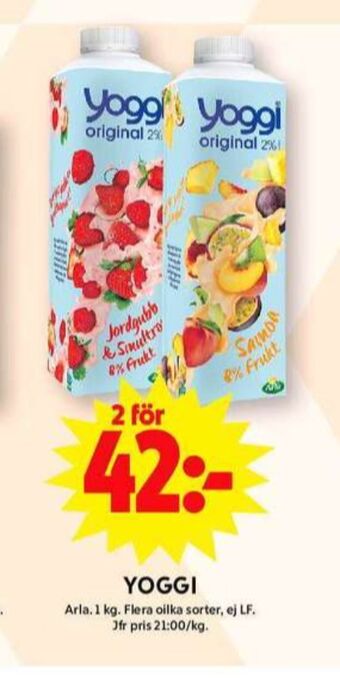 ICA Maxi Yoggi yoghurt erbjuda