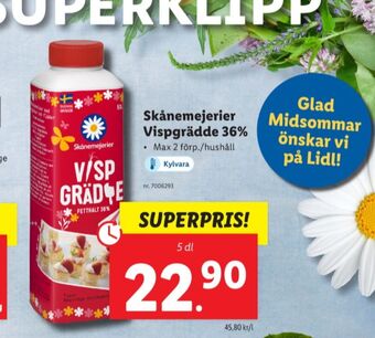 Lidl Skånemejerier vispgrädde erbjuda
