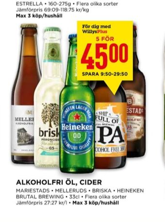 Willys Mariestads öl erbjuda