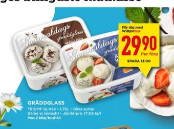 Willys Triumf gräddglass erbjuda