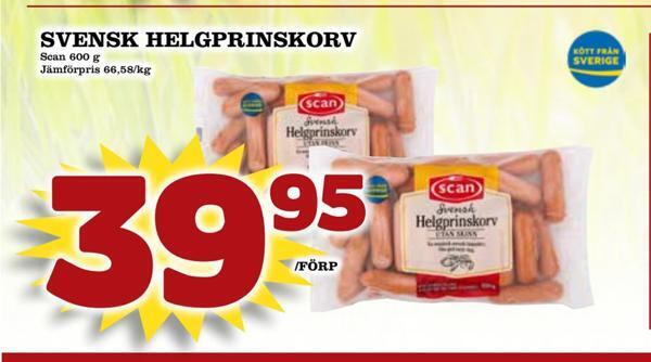MatArket Svensk helgprinskorv erbjuda