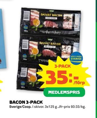 Coop Forum Bacon 3-pack erbjuda