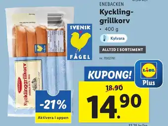 Lidl ENEBACKEN Kyckling-grillkorv erbjuda