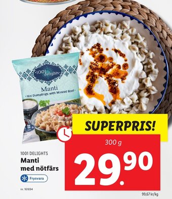 Lidl 1001 DELIGHTS Manti med nötfärs erbjuda