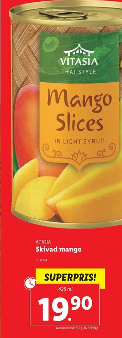 Lidl VITASIA Skivad mango erbjuda