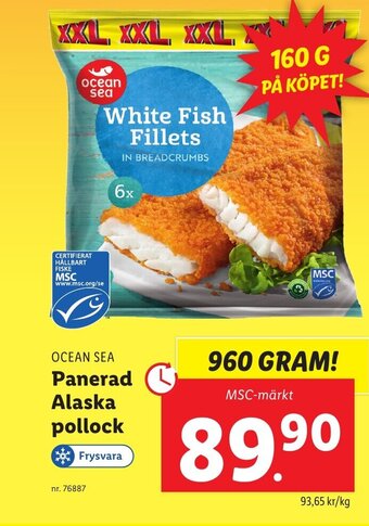 Lidl OCEAN SEA Panerad Alaska pollock erbjuda