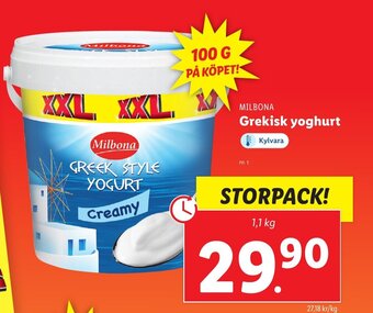 Lidl MILBONA Grekisk yoghurt erbjuda