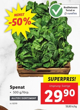 Lidl Spenat erbjuda