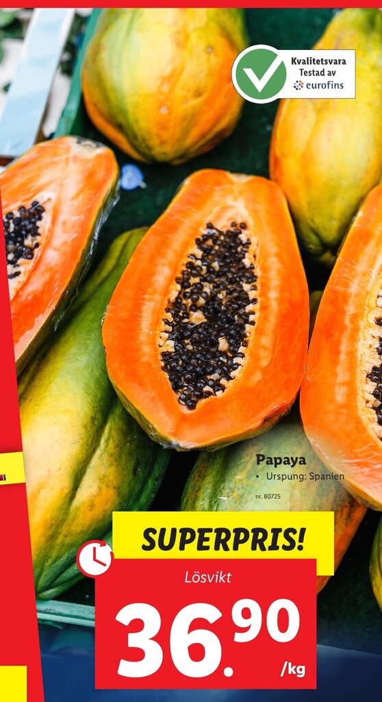 Papaya erbjudande hos Lidl