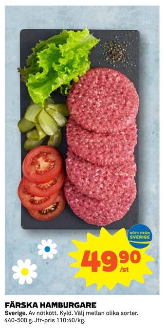 Färska hamburgare