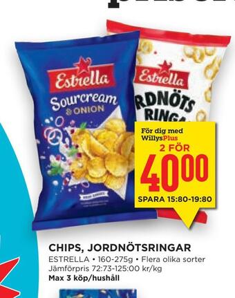 Willys Hemma Chips, jordnötsringar erbjuda