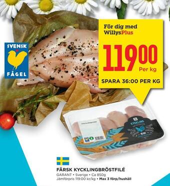 Willys Hemma Färsk kycklingbröstfilé erbjuda