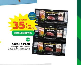Coop Extra Bacon 3-pack erbjuda