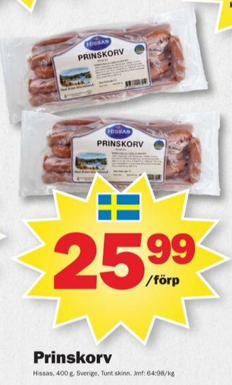 Pekås Hissas prinskorv erbjuda