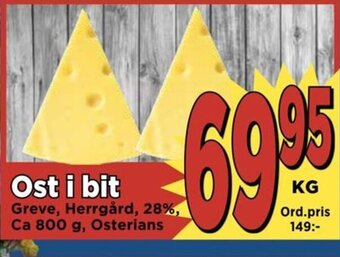Supergrossen Ost i bit Greve, Herrgård, 28%, Ca 800 g, Osterians erbjuda