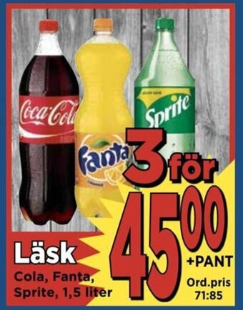 Supergrossen Läsk Cola, Fanta, Sprite, 1,5 liter erbjuda