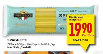Willys Spaghetti erbjuda