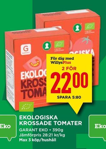 Willys Ekologiska krossade tomater erbjuda