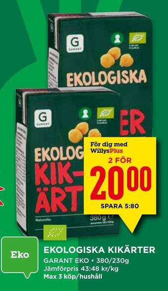 Willys Ekologiska kikärter erbjuda