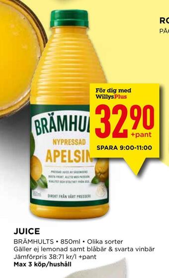 Willys Juice erbjuda
