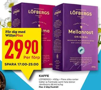 Willys Kaffe erbjuda