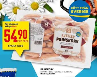 Willys Prinskorv erbjuda
