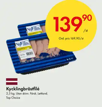 Snabbgross Top Choice Kycklingbröstfilé 2,5kg erbjuda