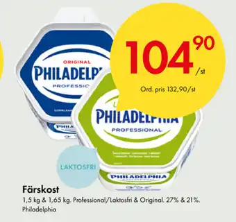 Snabbgross Philadelphia Färskost 1,5kg & 1,65kg erbjuda